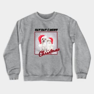 Cute santa dog and cat Crewneck Sweatshirt